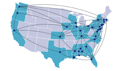 A map showing the National Fund's network